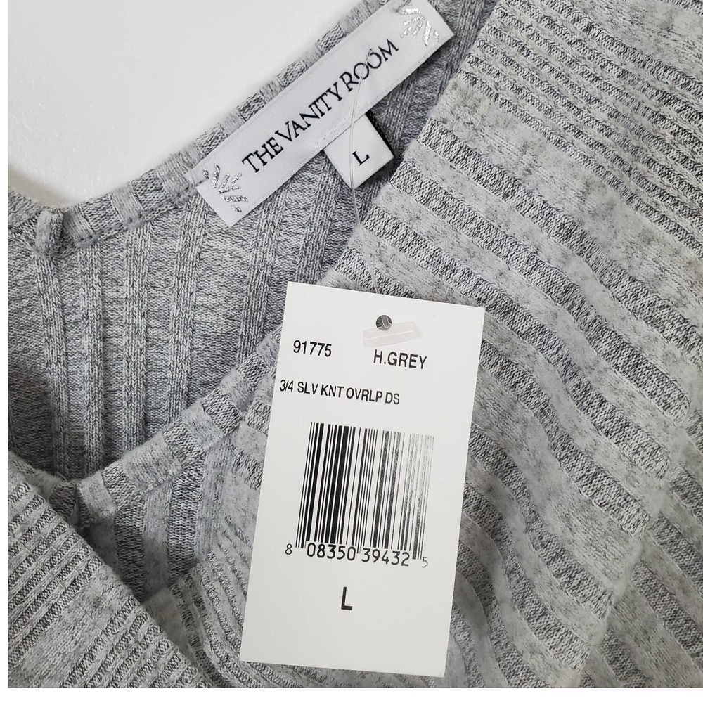 The Vanity Room NWT large wrap front grey dress - Picture 2 of 3